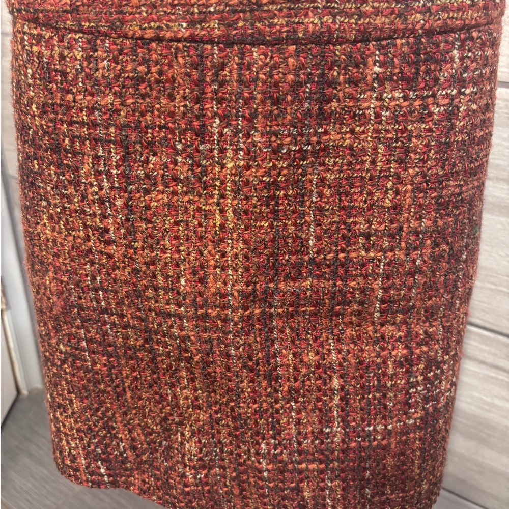 The Limited Red and Brown Tweed Pencil Skirt